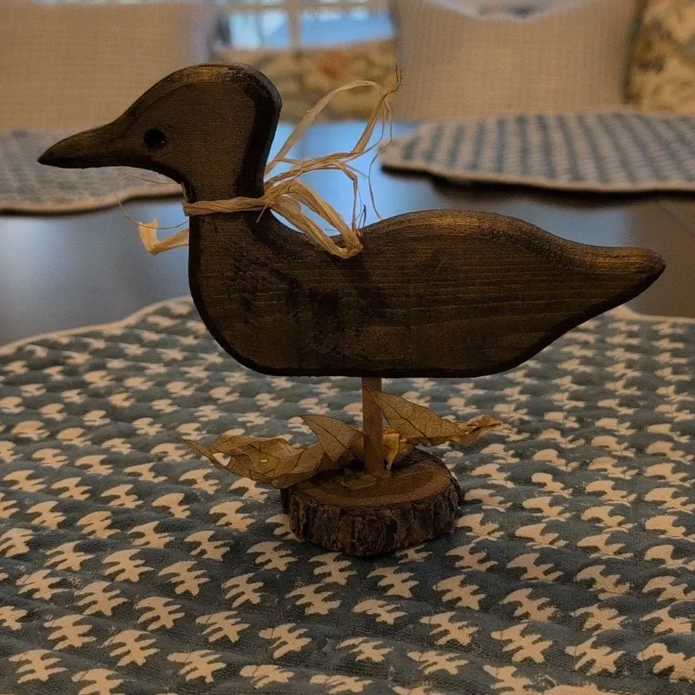 Handmade Primitive Wooden Duck Figurines Rustic Cabin Country Duck Decor
